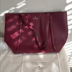 Kate Spade Red Tote with Textured Leather and Open Top